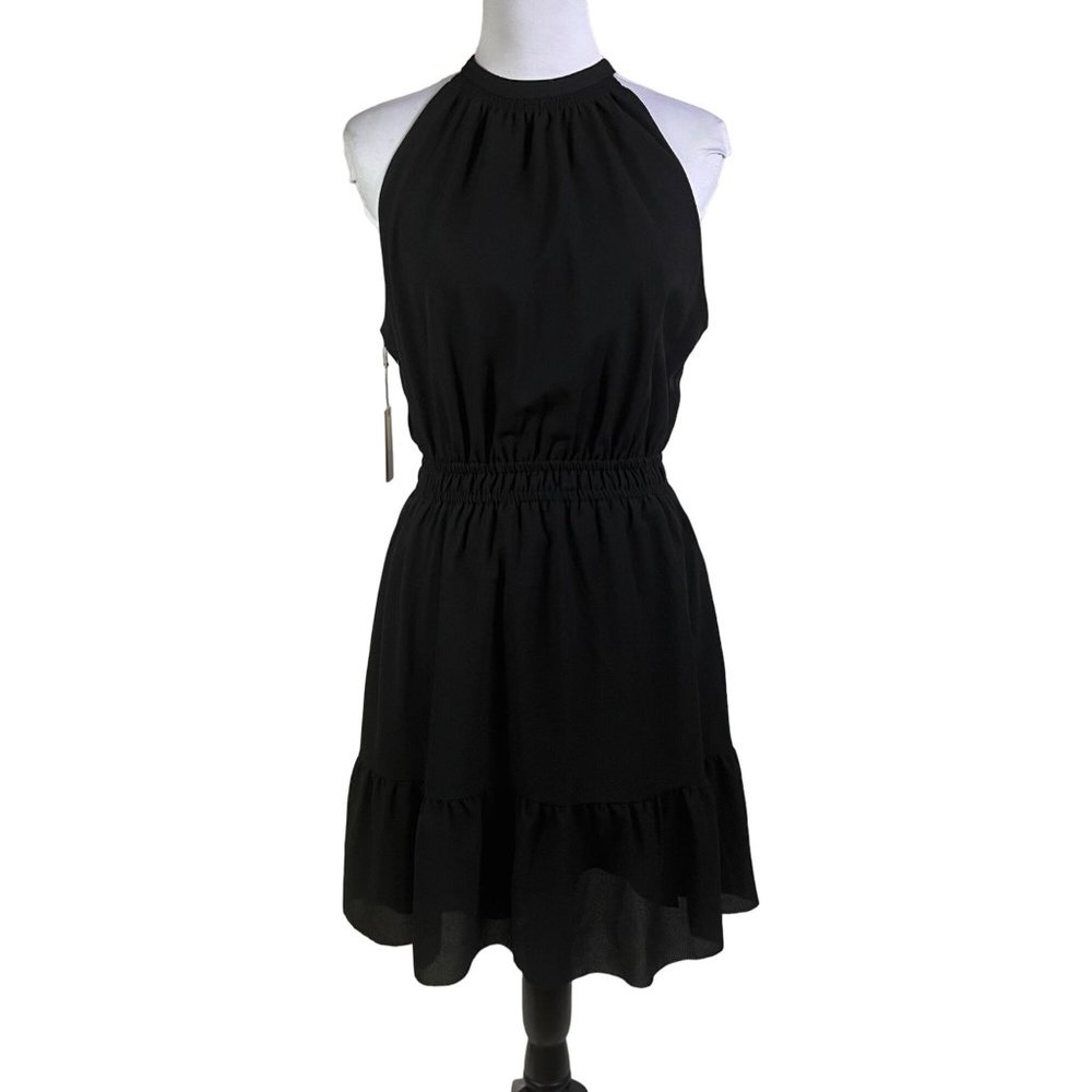 NWT Aritzia Wilfred Black Effet Mini Dress Halter Sleeveless Keyhole Back Medium